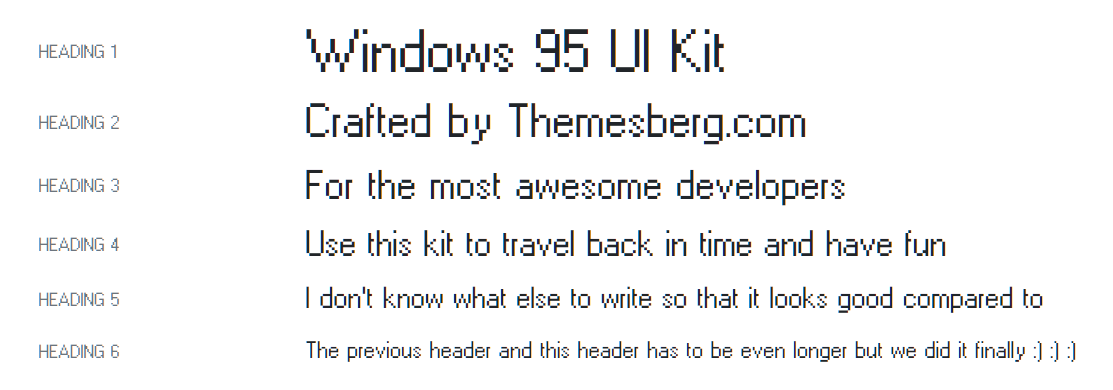 Windows 95 UI Kit Typography